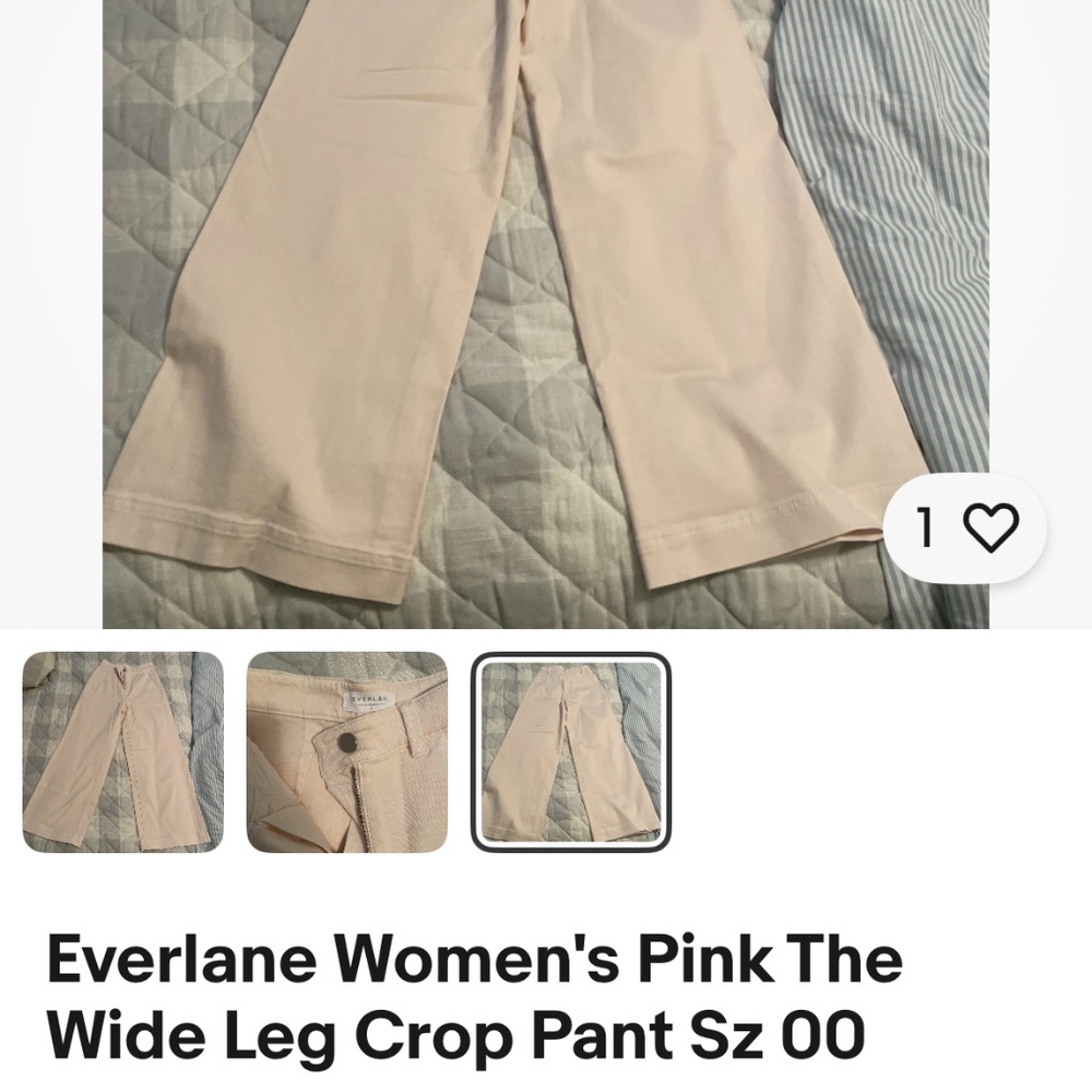 Everlane Women's Pink The Wide Leg Crop Pant Sz 00
